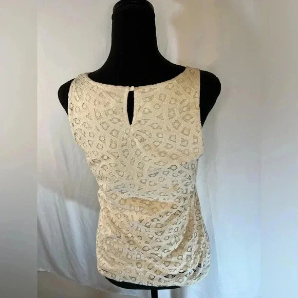 Anne Taylor LOFT Cream Crochet Sleeveless Tunic Top - Size Small Petite - Picture 6 of 11